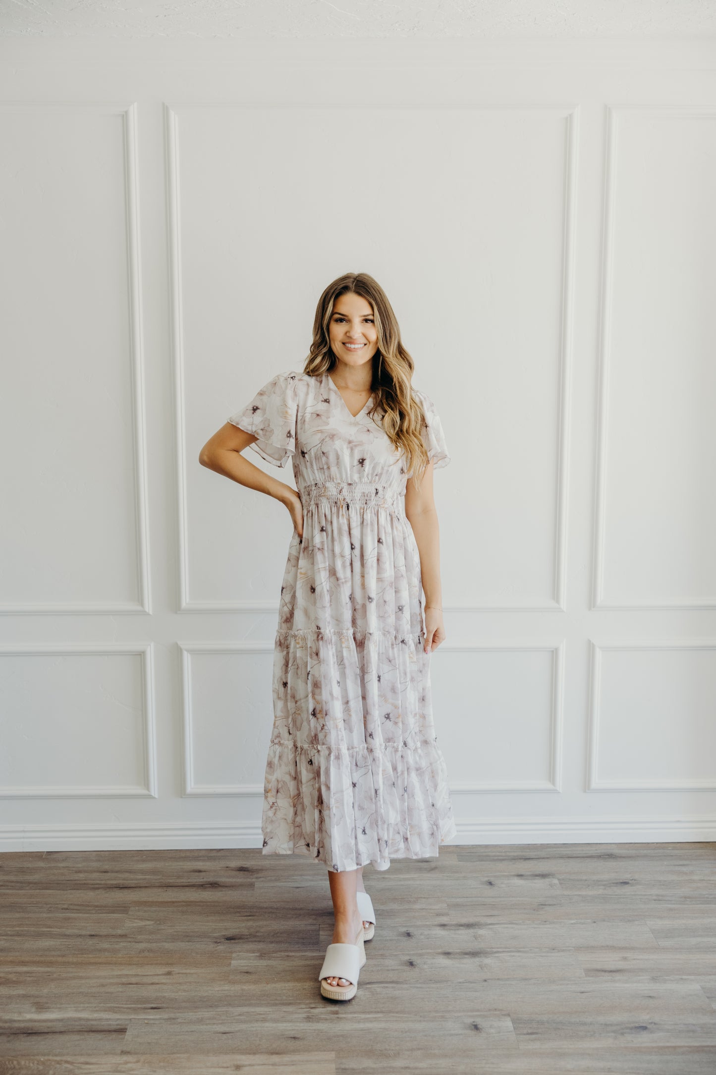 Eden Dress in Dove Garden- Misses and Plus (XS-4X)