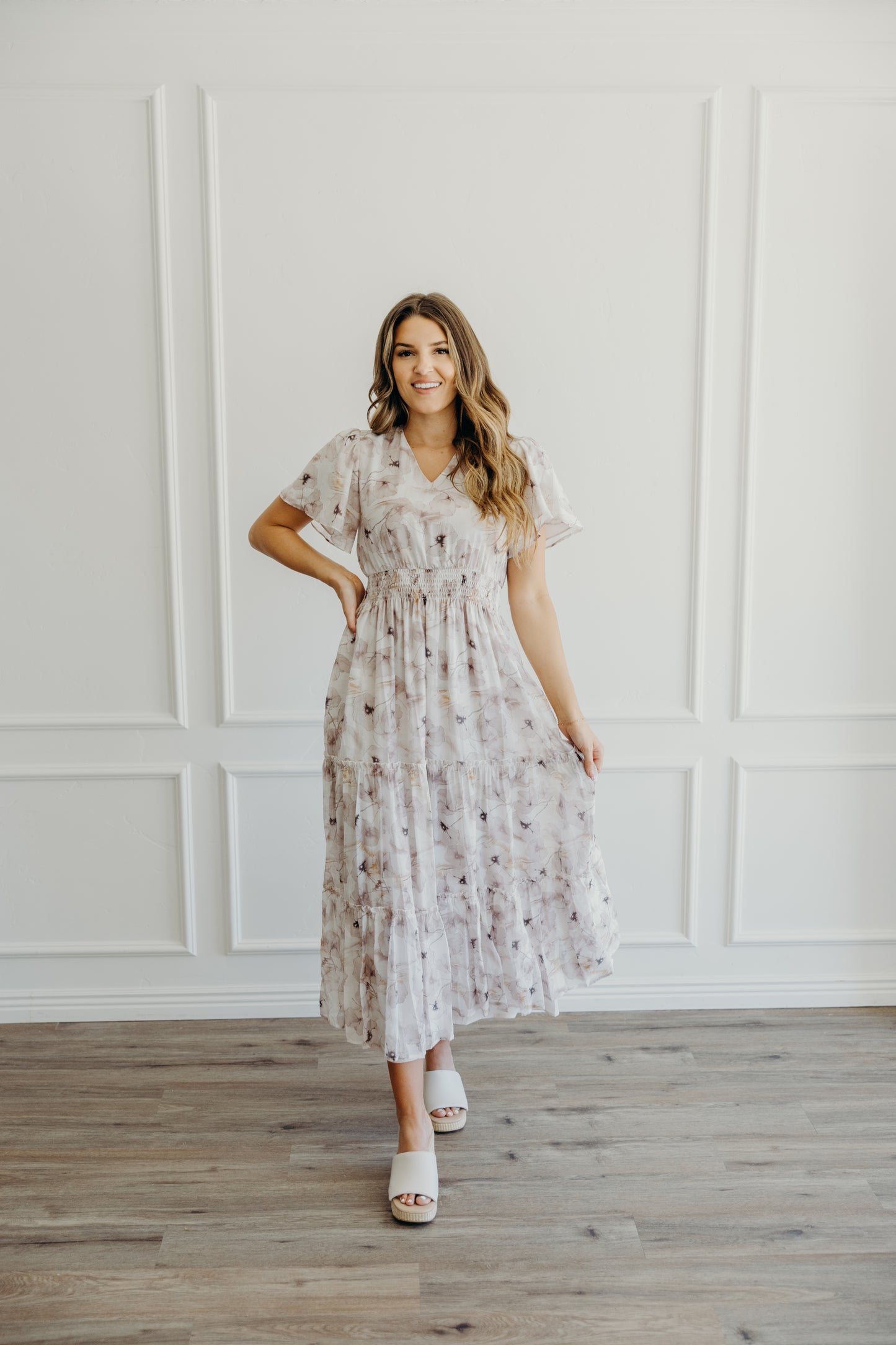 Eden Dress in Dove Garden- Misses and Plus (XS-4X)