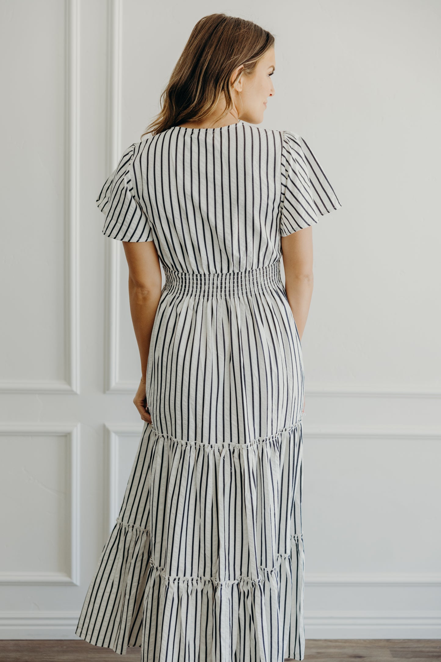 Eden Dress in Black Stripe- Misses, Plus and Extended Plus (M,L,2X-4X)