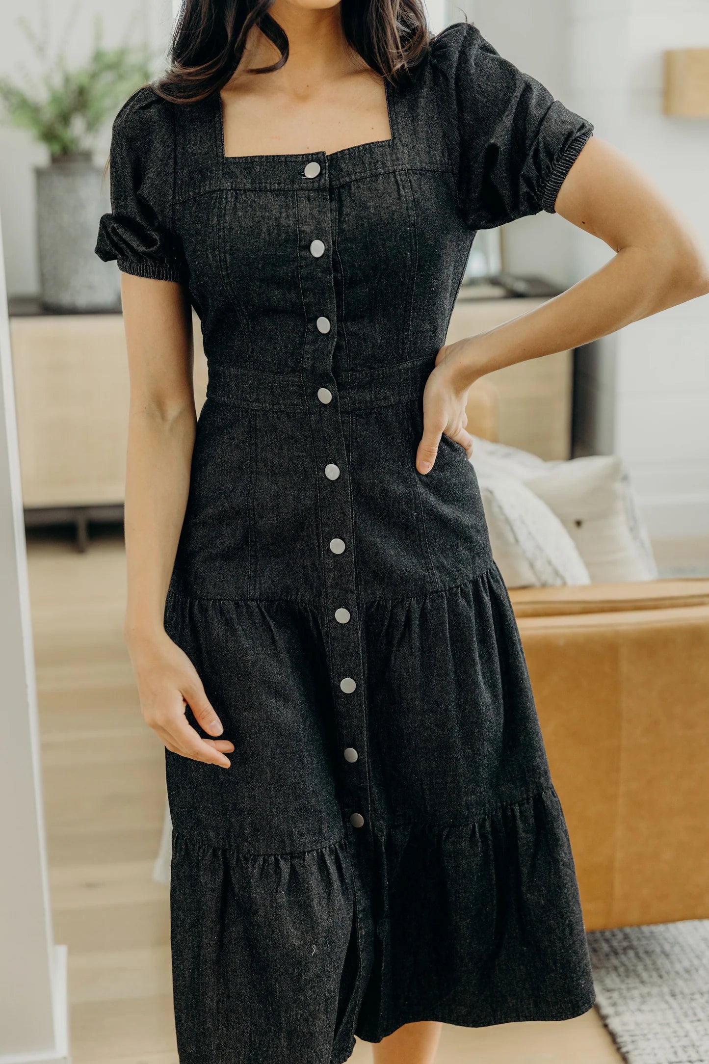 Elton Dress in Black Wash- Misses (S-XL)