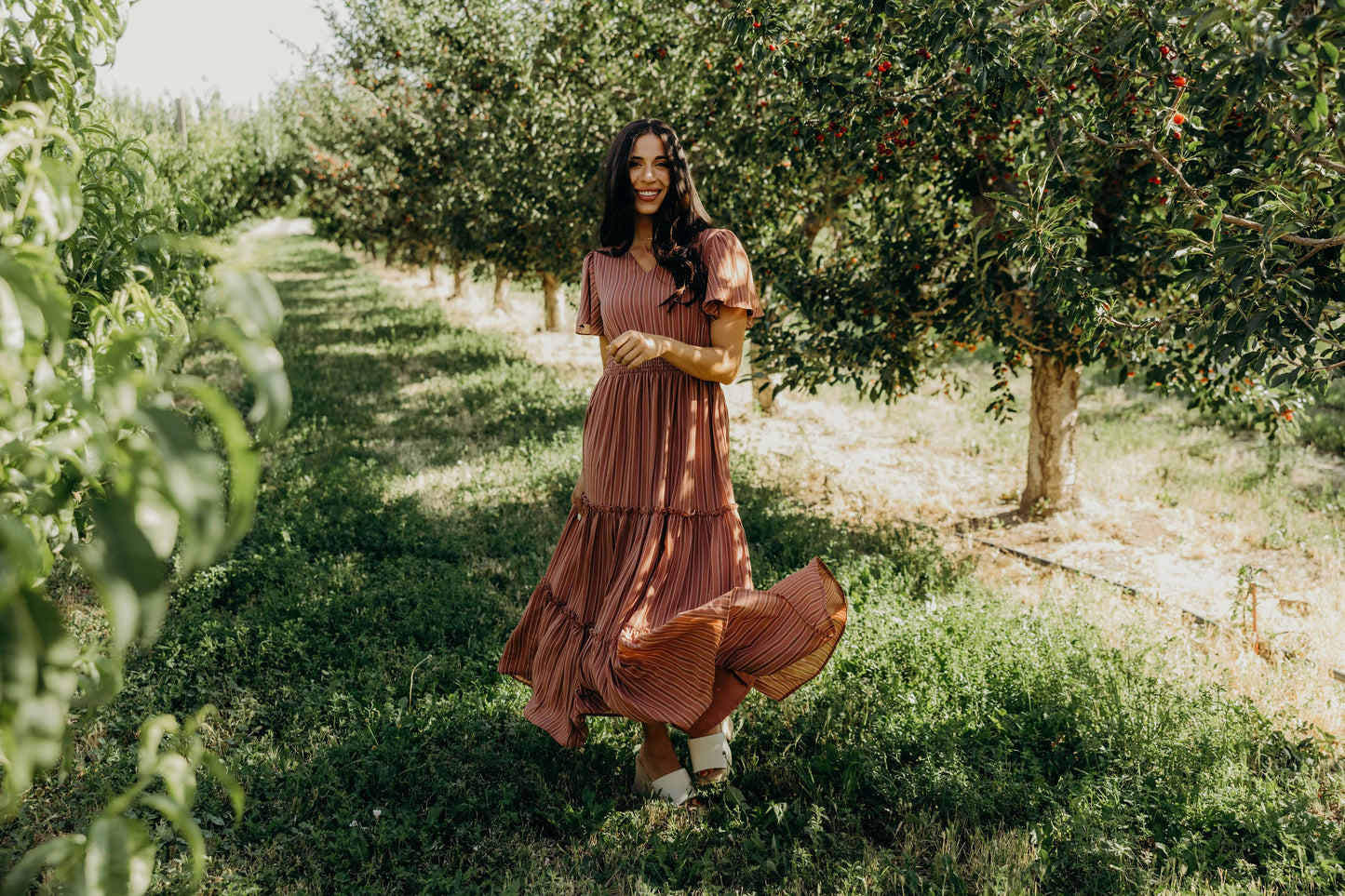 Eden Dress in Hearthstone Stripe- Misses and Plus (XS-4X)