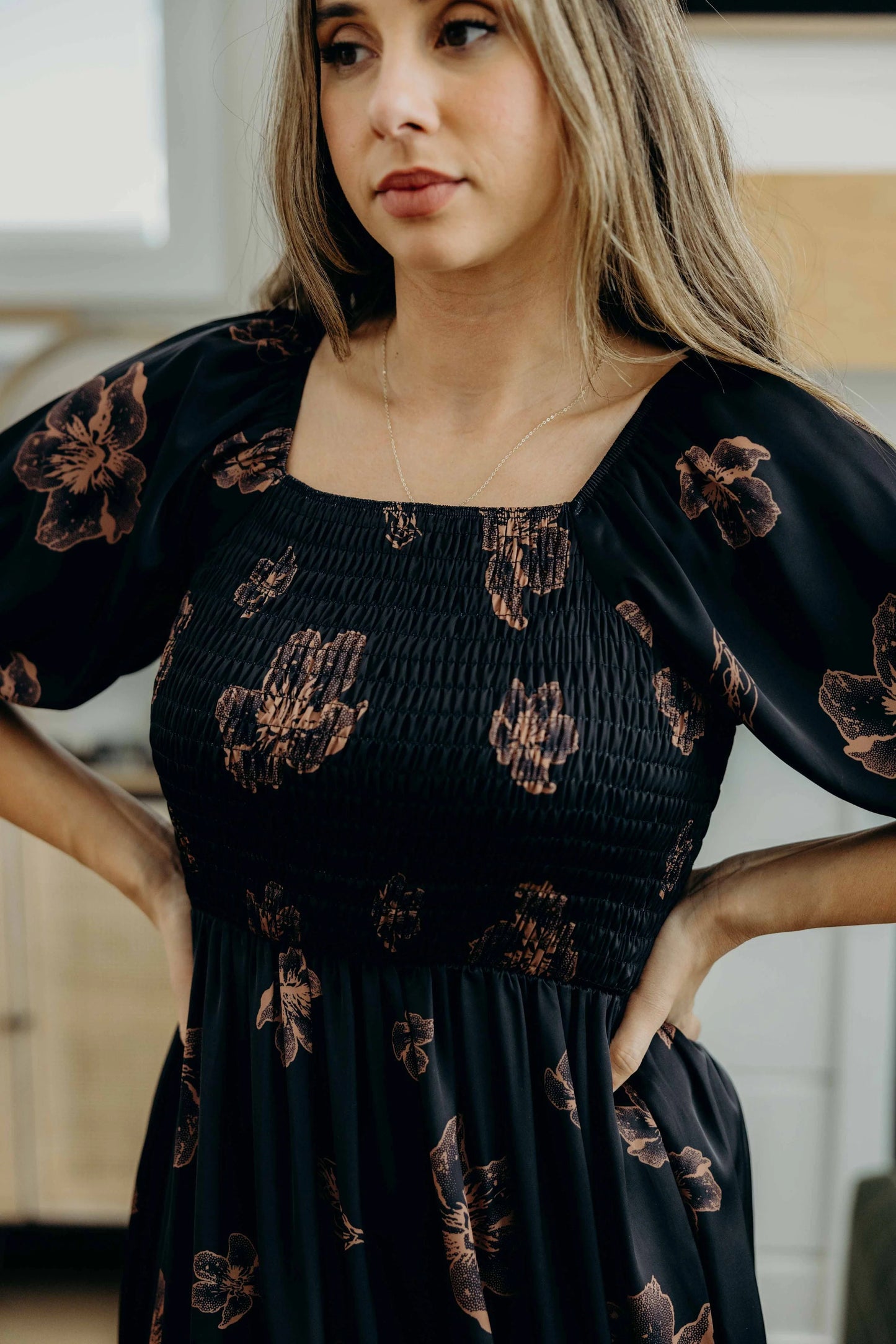 Indigo Dress in Bronze Petal- Misses and Plus (XS-4X)