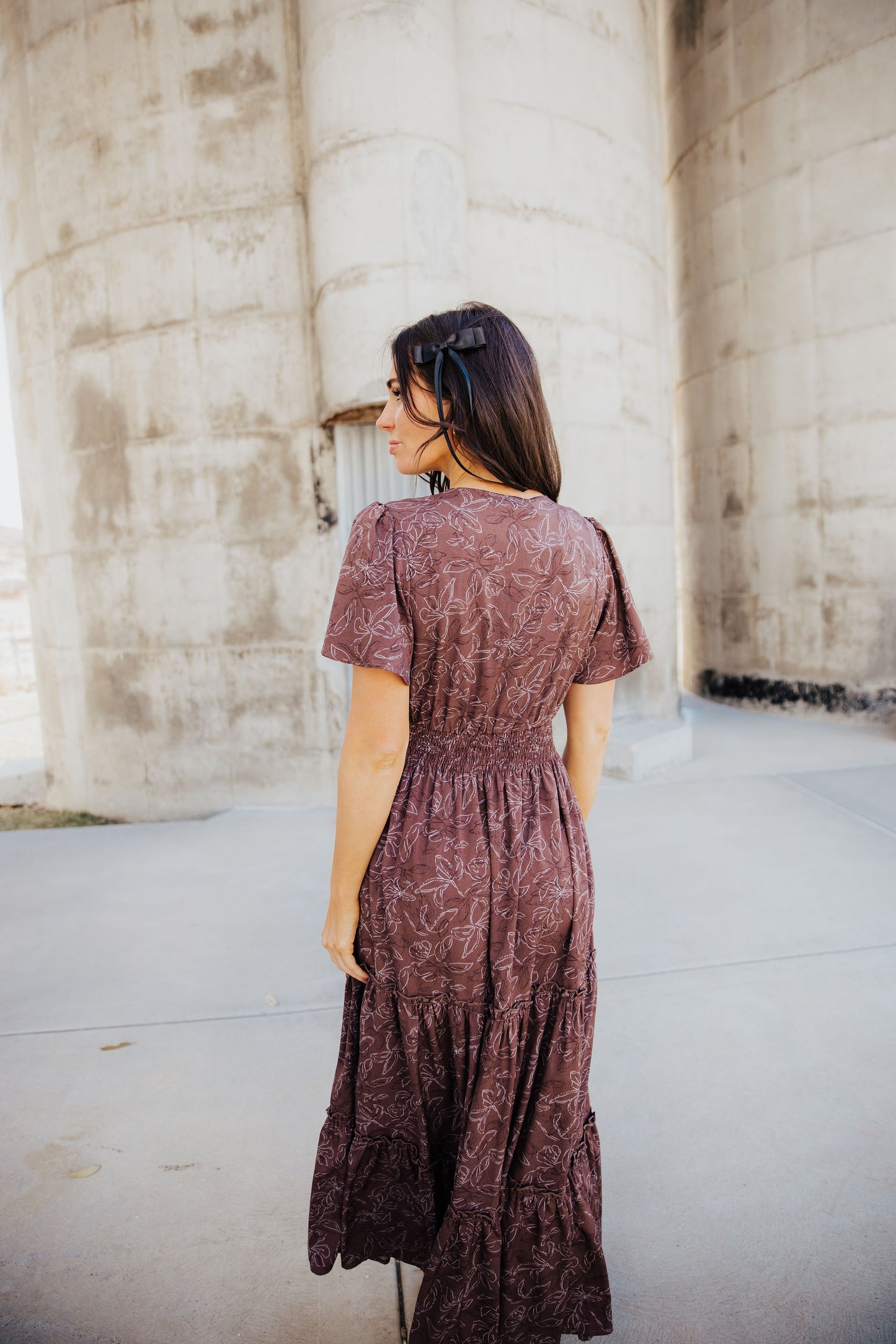 Eden Dress in Cocoa Ditsy- Misses, Plus, and Extended Plus (S-4X)