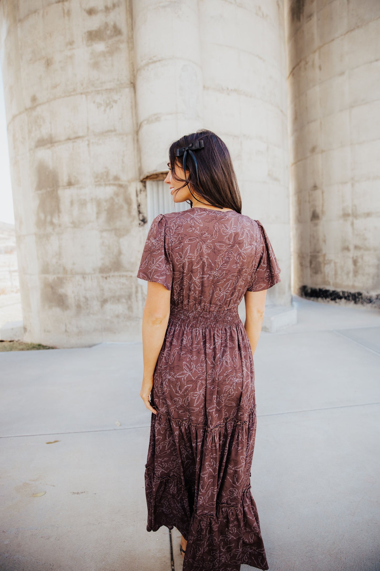 Eden Dress in Cocoa Ditsy- Misses, Plus, and Extended Plus (S-4X)