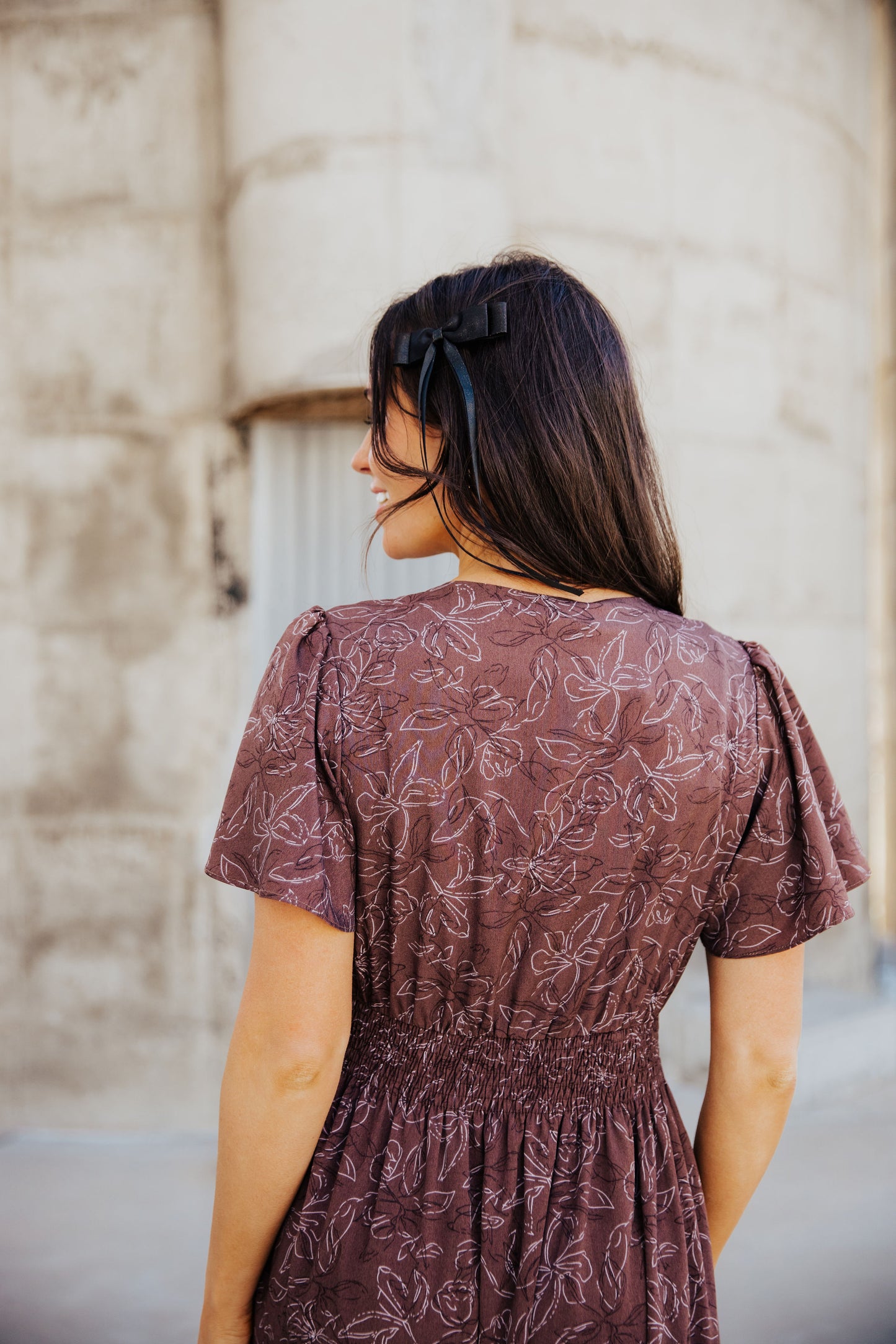 Eden Dress in Cocoa Ditsy- Misses, Plus, and Extended Plus (S-4X)