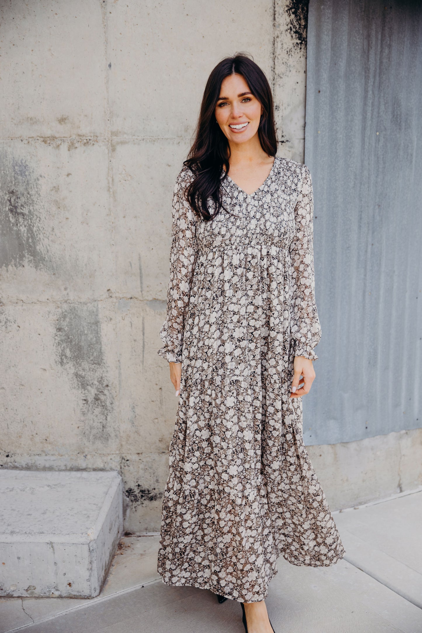 September Dress in Silver Harmony- Misses, Plus & Extended Plus (S-XL,3X,4X)