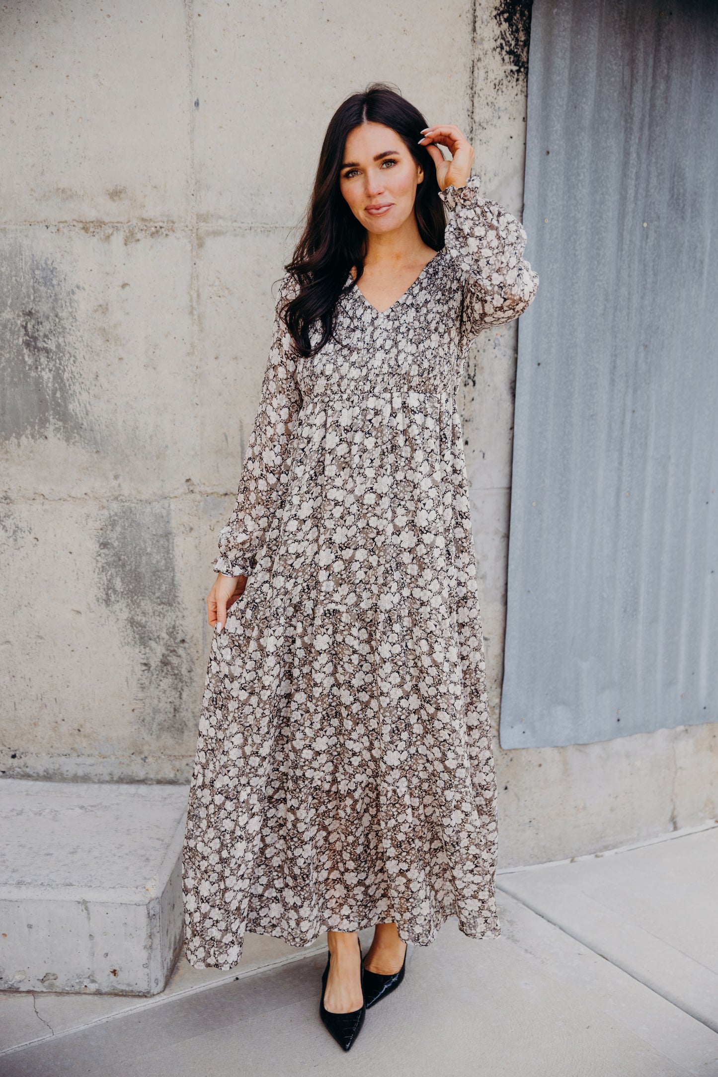 September Dress in Silver Harmony- Misses, Plus & Extended Plus (S-XL,3X,4X)