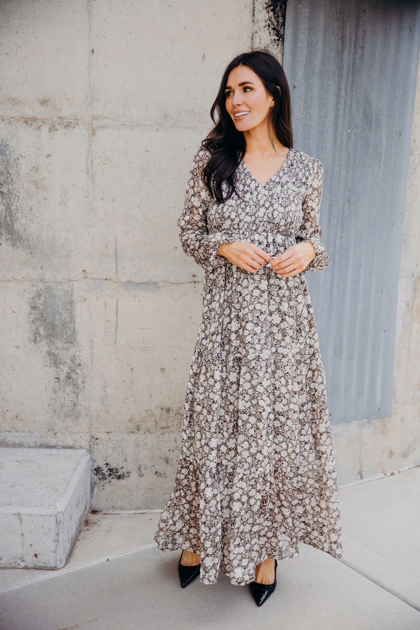 September Dress in Silver Harmony- Misses, Plus & Extended Plus (S-XL,3X,4X)