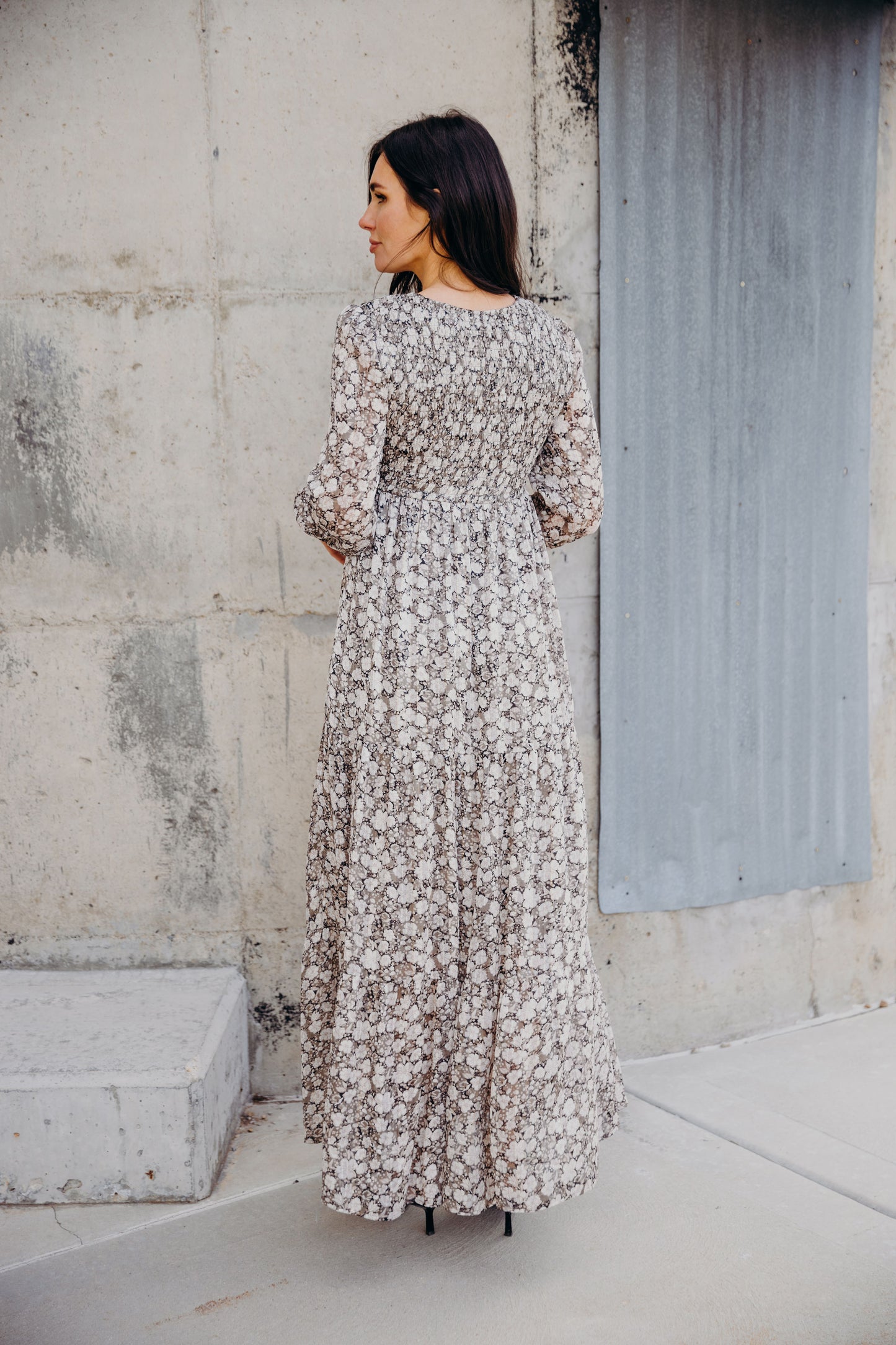 September Dress in Silver Harmony- Misses, Plus & Extended Plus (S-XL,3X,4X)
