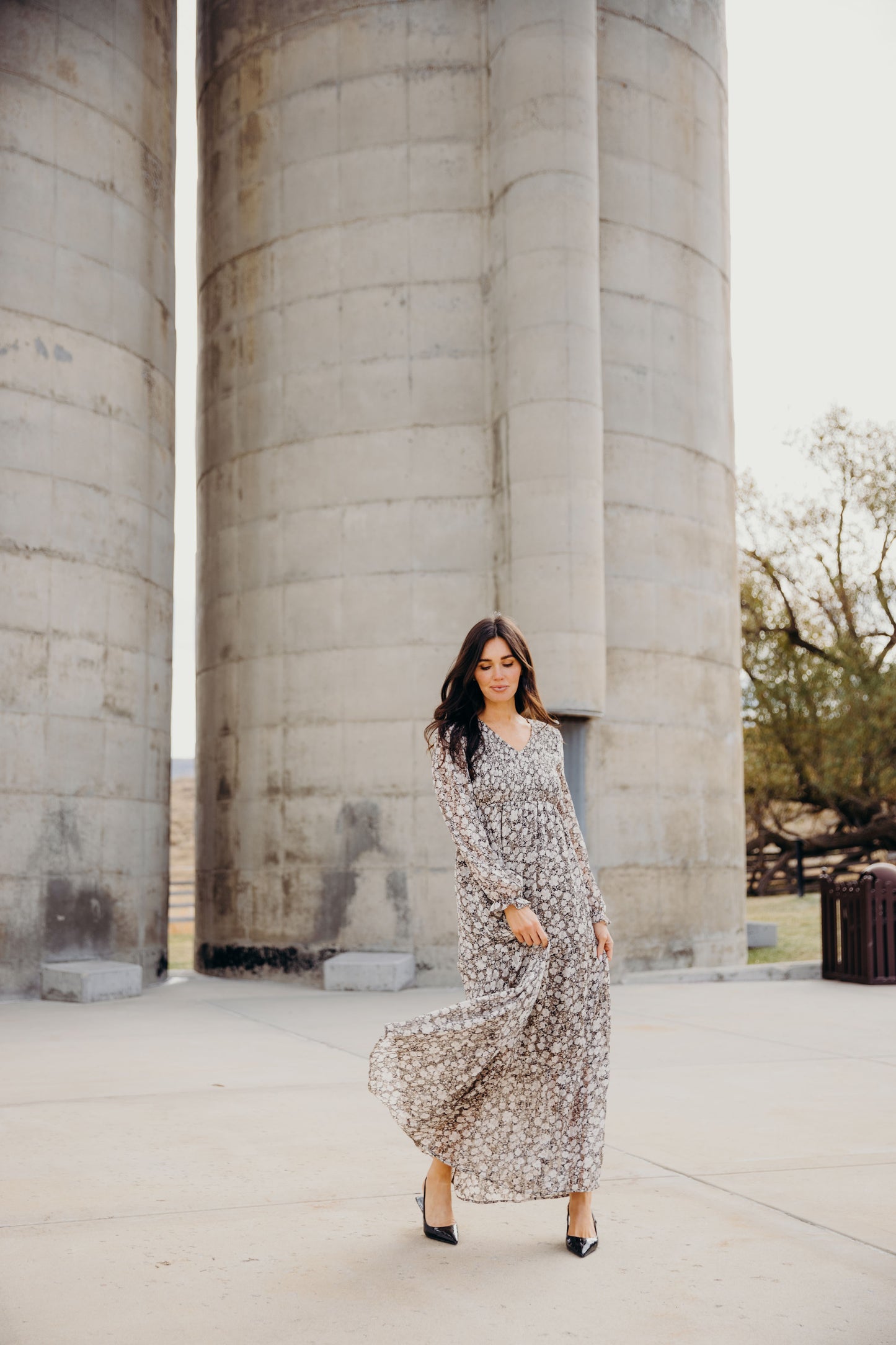 September Dress in Silver Harmony- Misses, Plus & Extended Plus (S-XL,3X,4X)