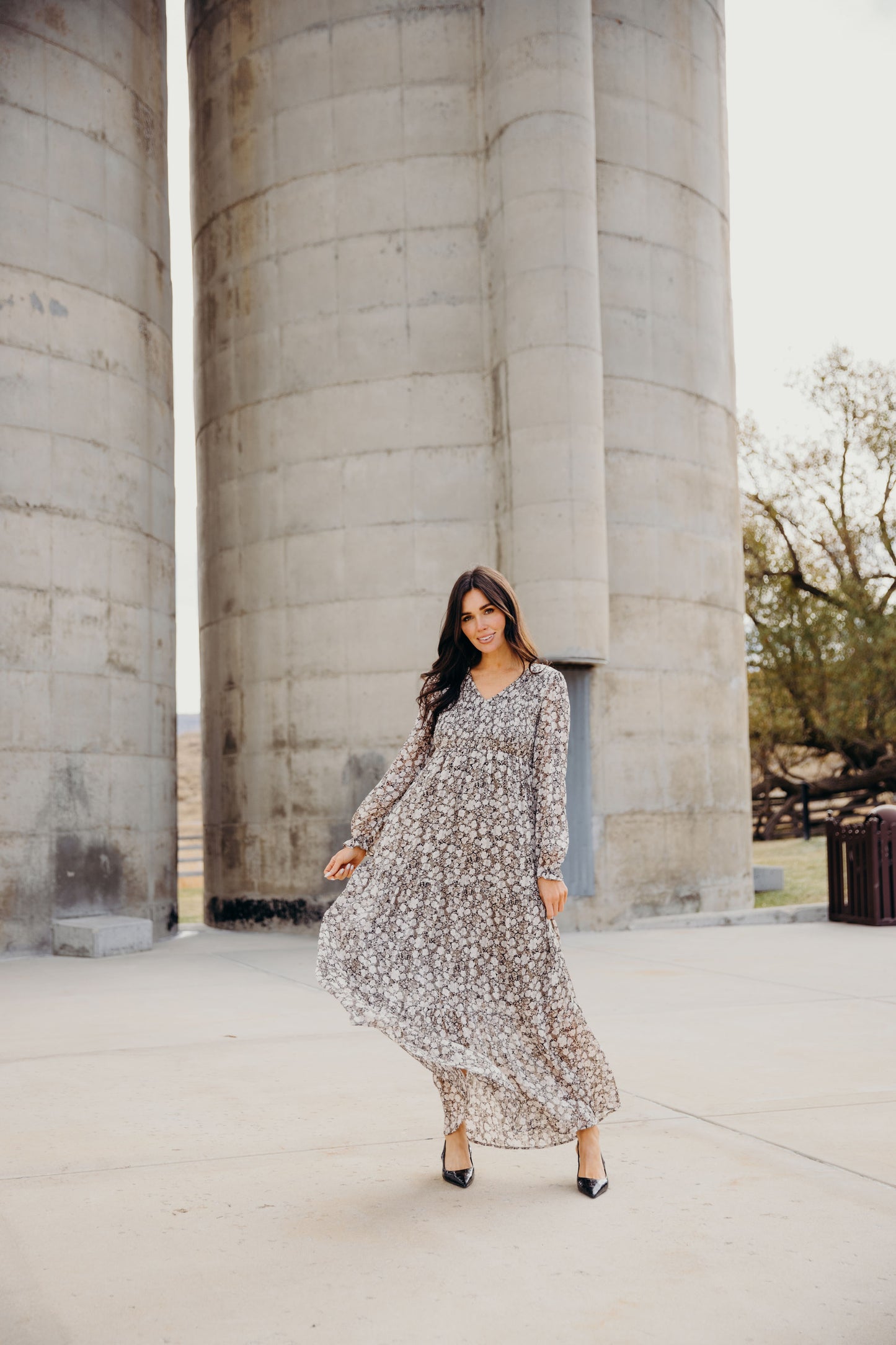 September Dress in Silver Harmony- Misses, Plus & Extended Plus (S-XL,3X,4X)