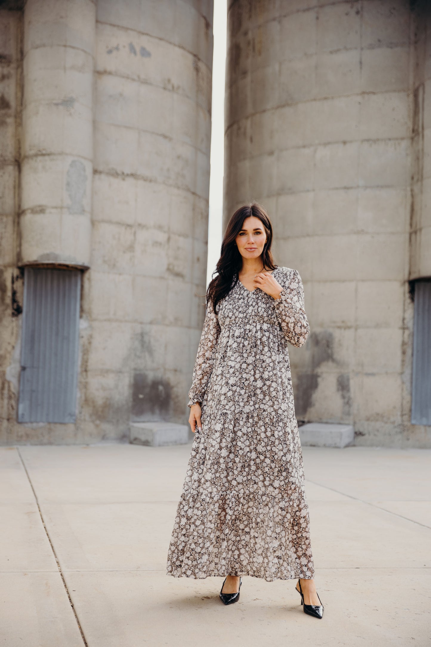 September Dress in Silver Harmony- Misses, Plus & Extended Plus (S-XL,3X,4X)