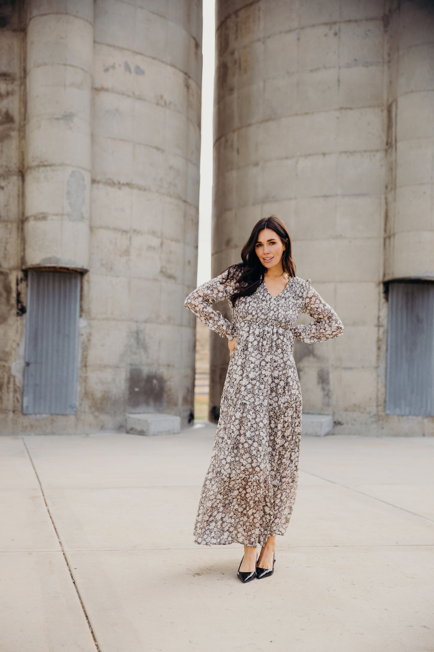 September Dress in Silver Harmony- Misses, Plus & Extended Plus (S-XL,3X,4X)