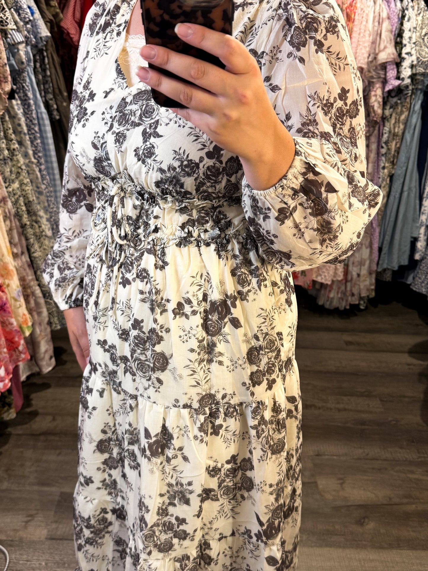 Marilee Dress in Cream Multi- Misses and Plus (S-3X)