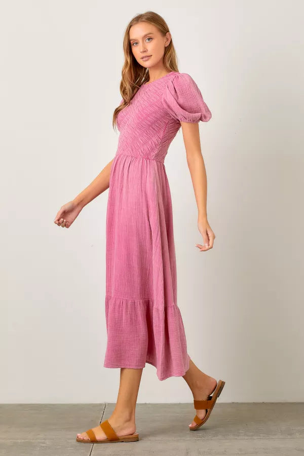 Elle W Dress in Pink- Plus (1X,2X)