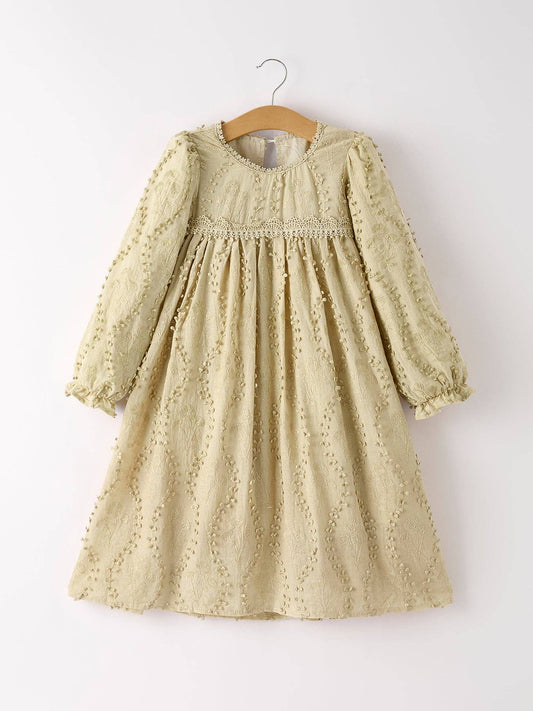 Beatrice Dress in Beige- Girls/Tween (5) *AS IS*