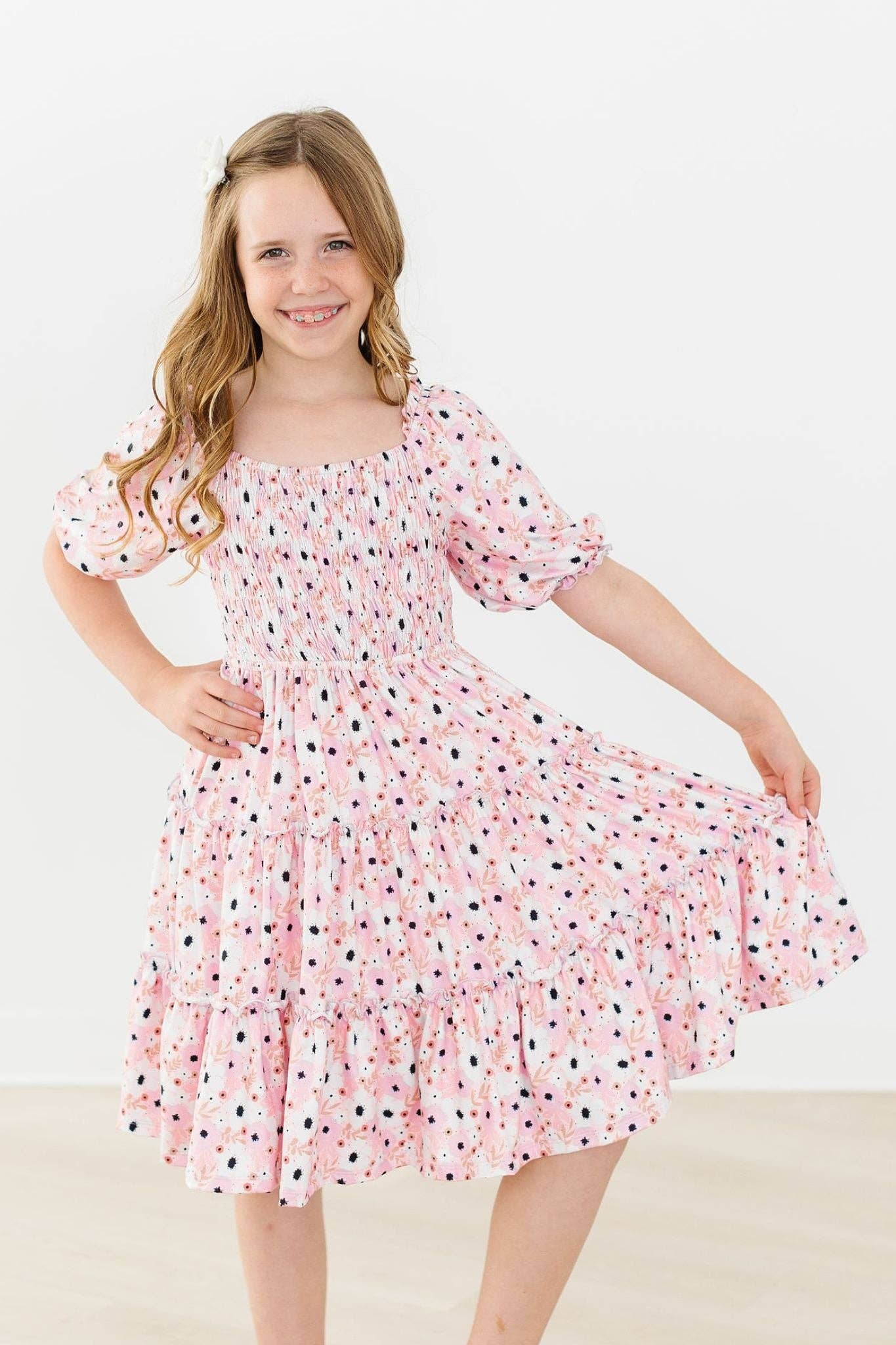 Whimsical Wildflowers Smocked Dress in Pink- Girls (2T-4T)