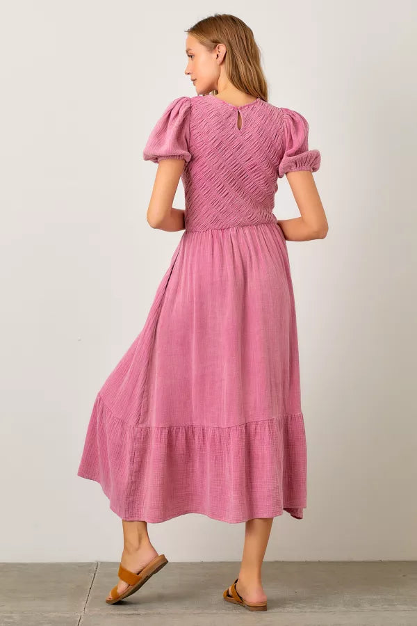 Elle W Dress in Pink- Plus (1X,2X)
