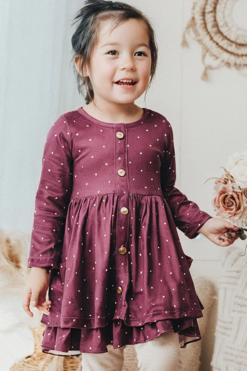 Marnie Dress in Maroon- Girls (2-7)