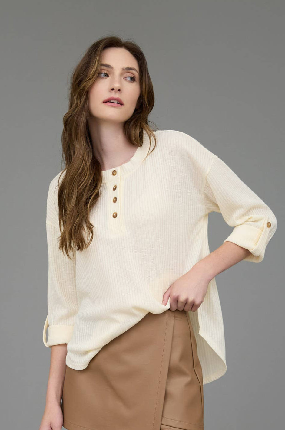 Cari Top in Cream- Misses and Plus (S-3X)