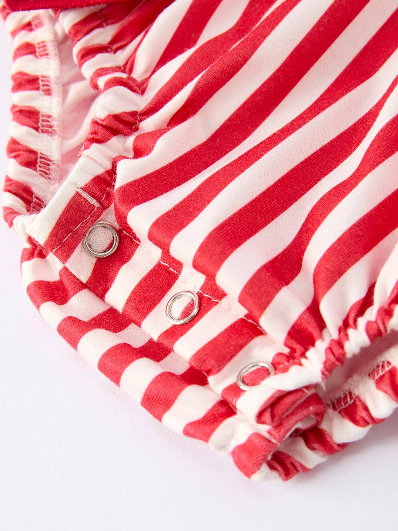 Lovey Romper in Red & White Stripes- Infant Girls (3M-18M)