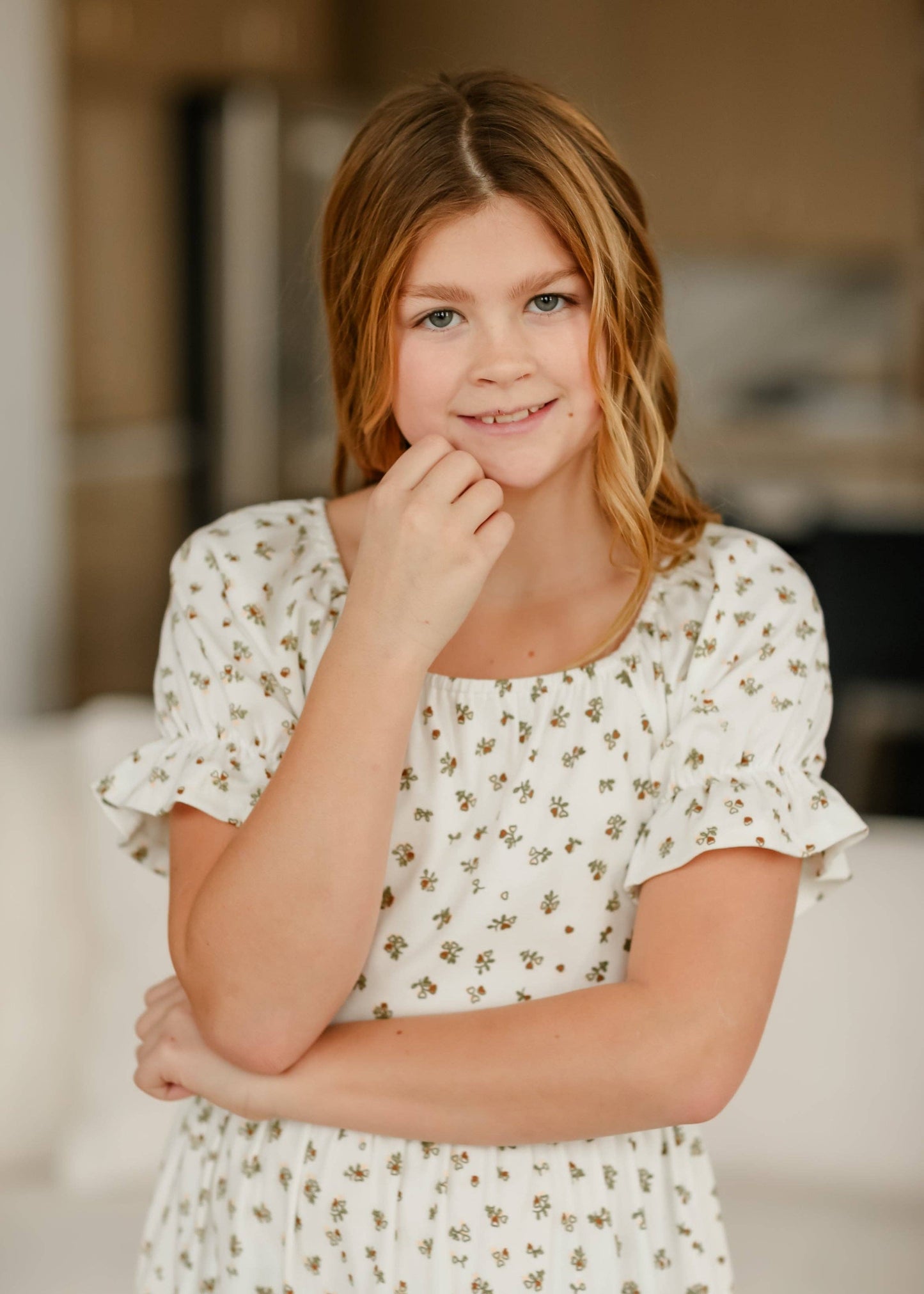Aubriel Dress in Heart Floral- Girls/Tween (S-XL)