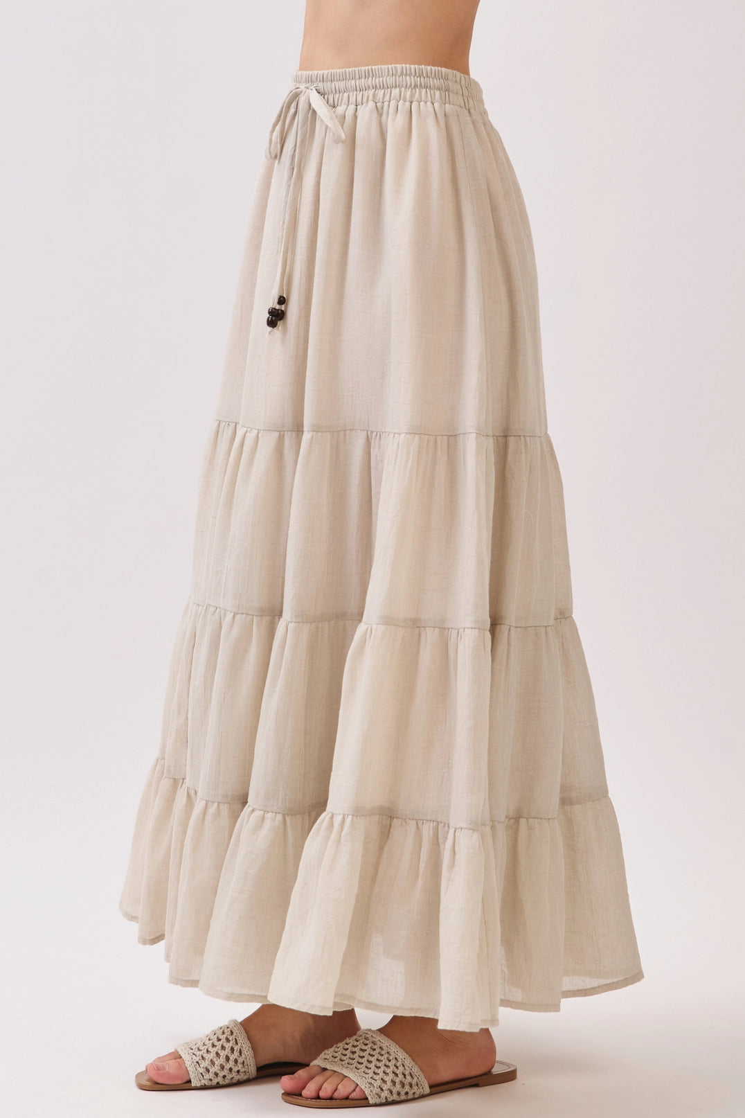 Laramie Tiered Maxi Skirt in Taupe- Misses (S-L)