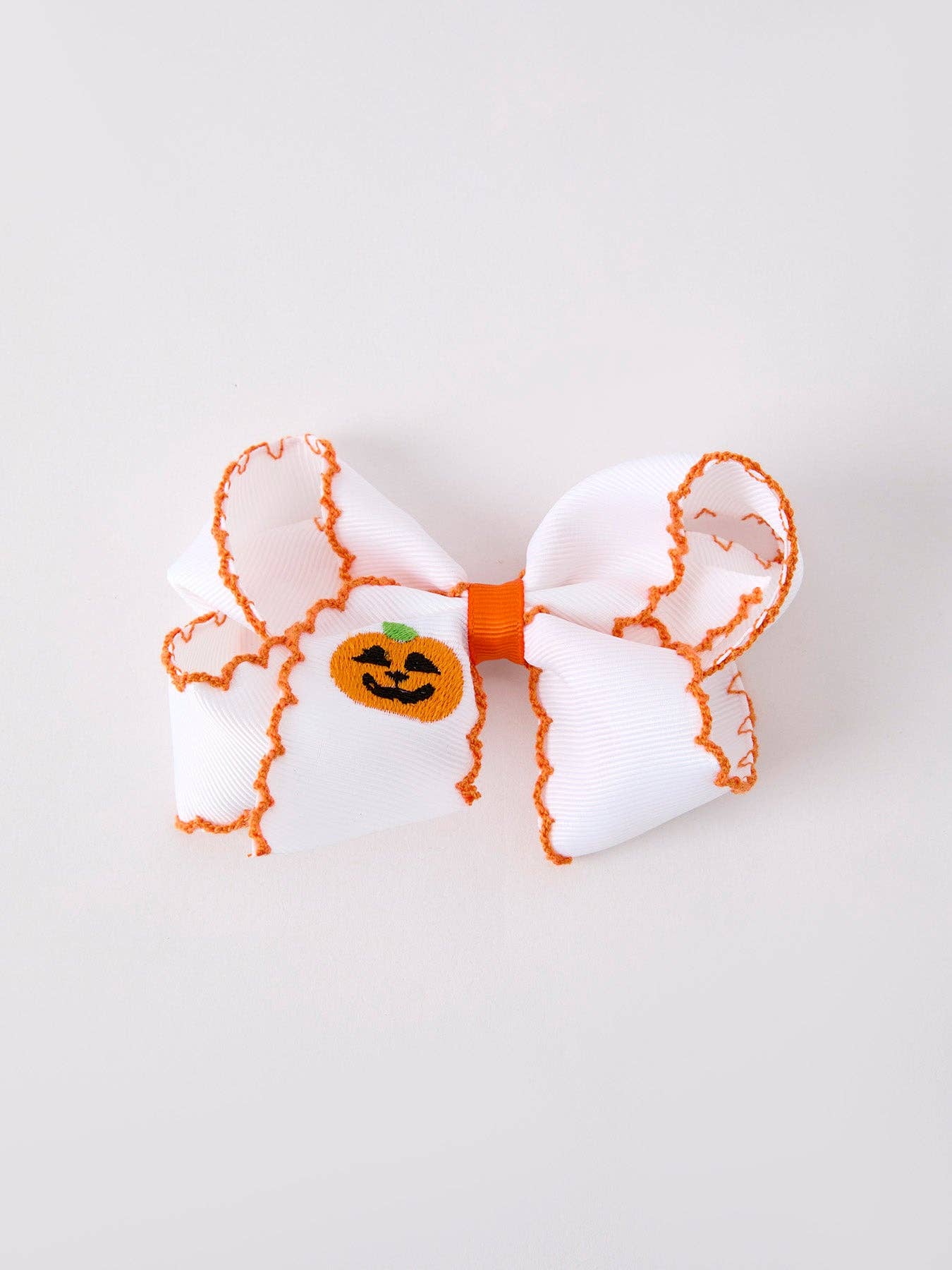 Pumpkin Bow Hairpin in White/Orange- Hair Accessories