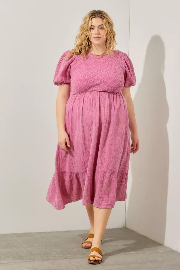 Elle W Dress in Pink- Plus (1X,2X)
