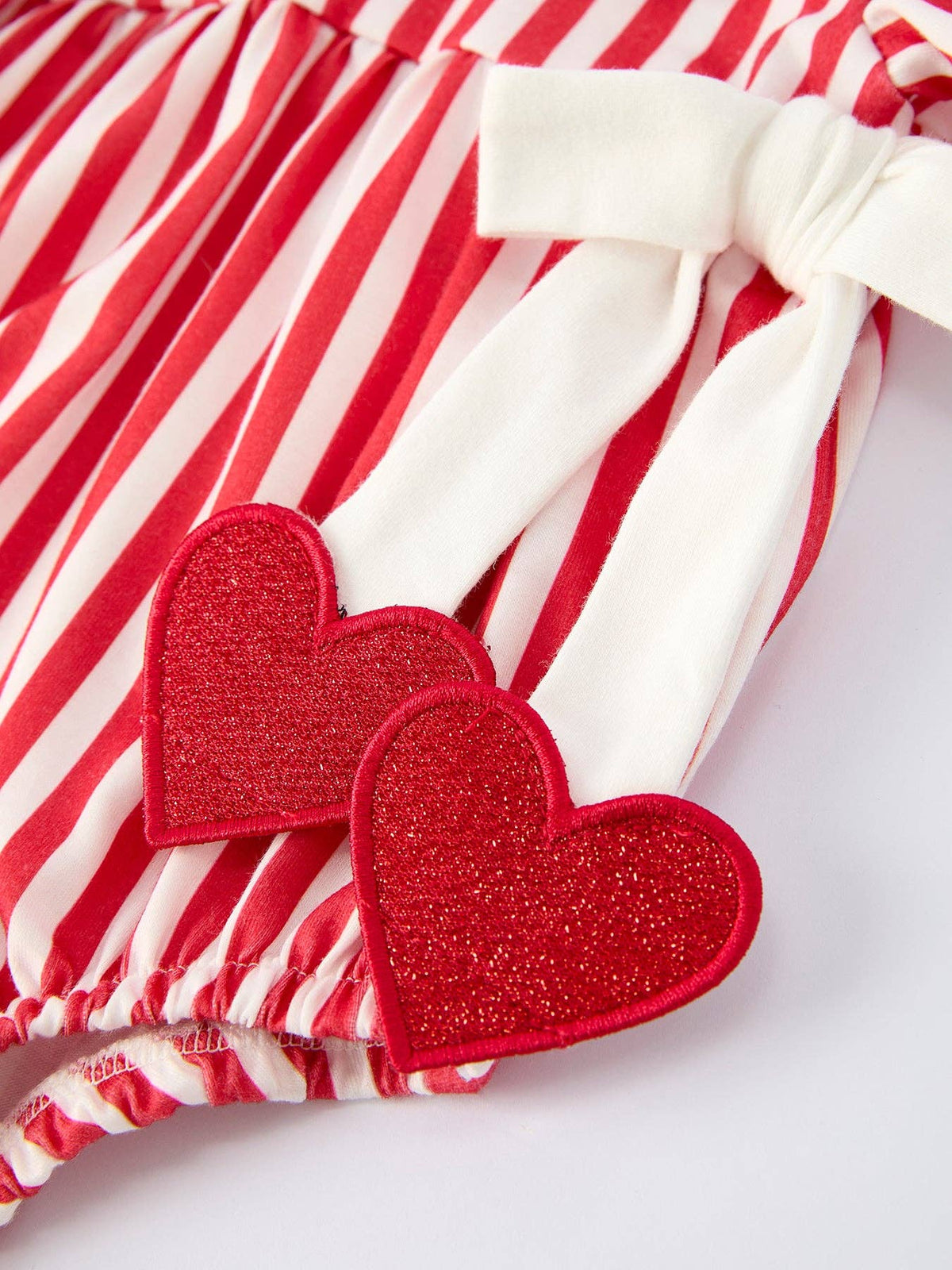 Lovey Romper in Red & White Stripes- Infant Girls (3M,18M)