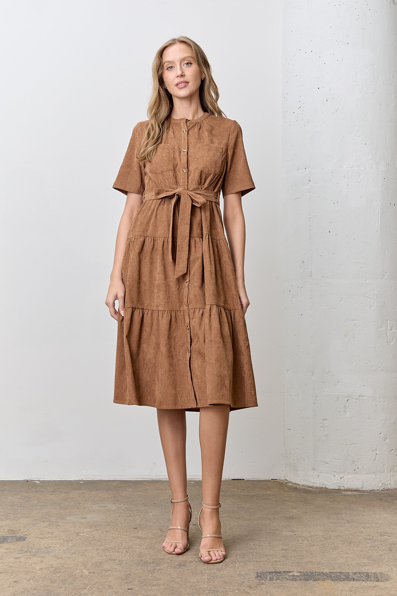 Dawsen Dress in Brown- Misses and Plus (S-3X) Brown / M Dawsen Dress in Brown- Misses and Plus (S-3X) Brown / M