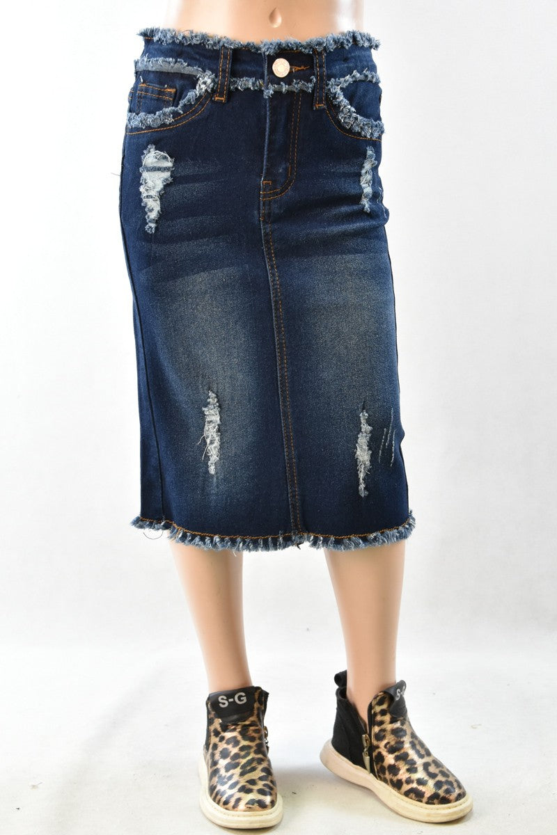 Augusta Denim Skirt in Dk Indigo- Girls and Tween (4/6-12/14)