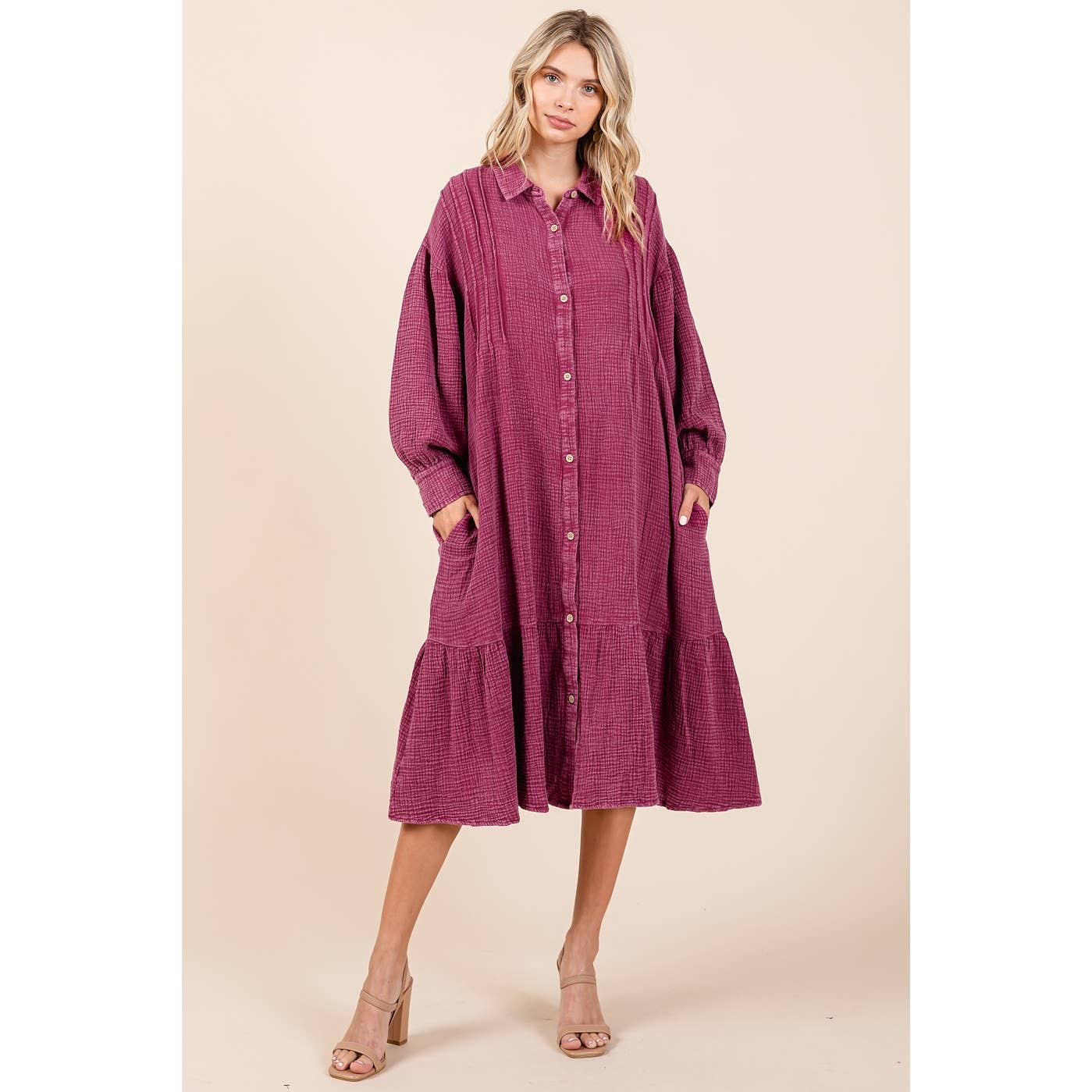 Zinnia Dress in Raspberry- Misses (S/M,M/L)