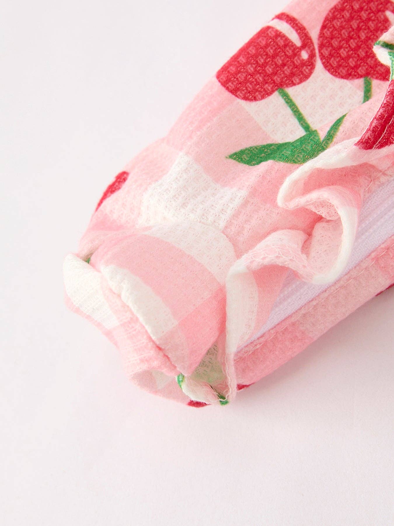 Waffle Cherry Romper in Pink- Infant Girls (3M-18M)