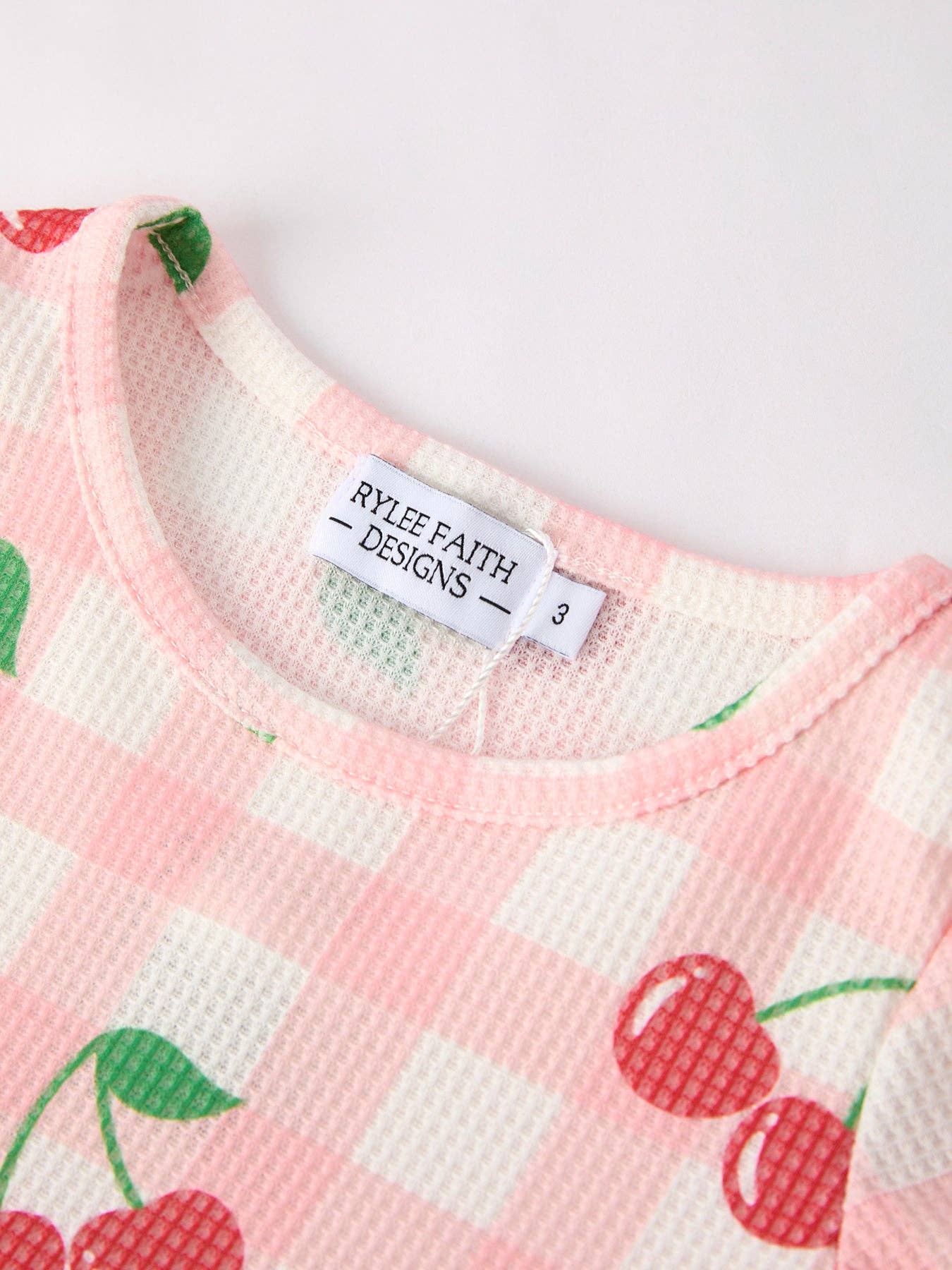Waffle Cherry Dress in Pink- Girls (2-7)