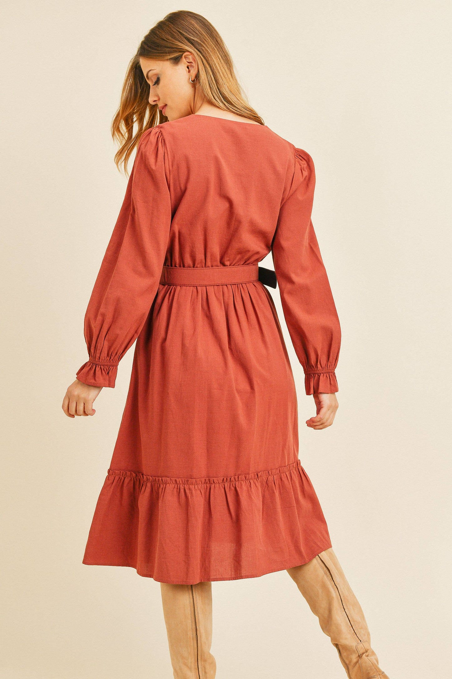 Autumn Dress in Brick- Misses (S-L)