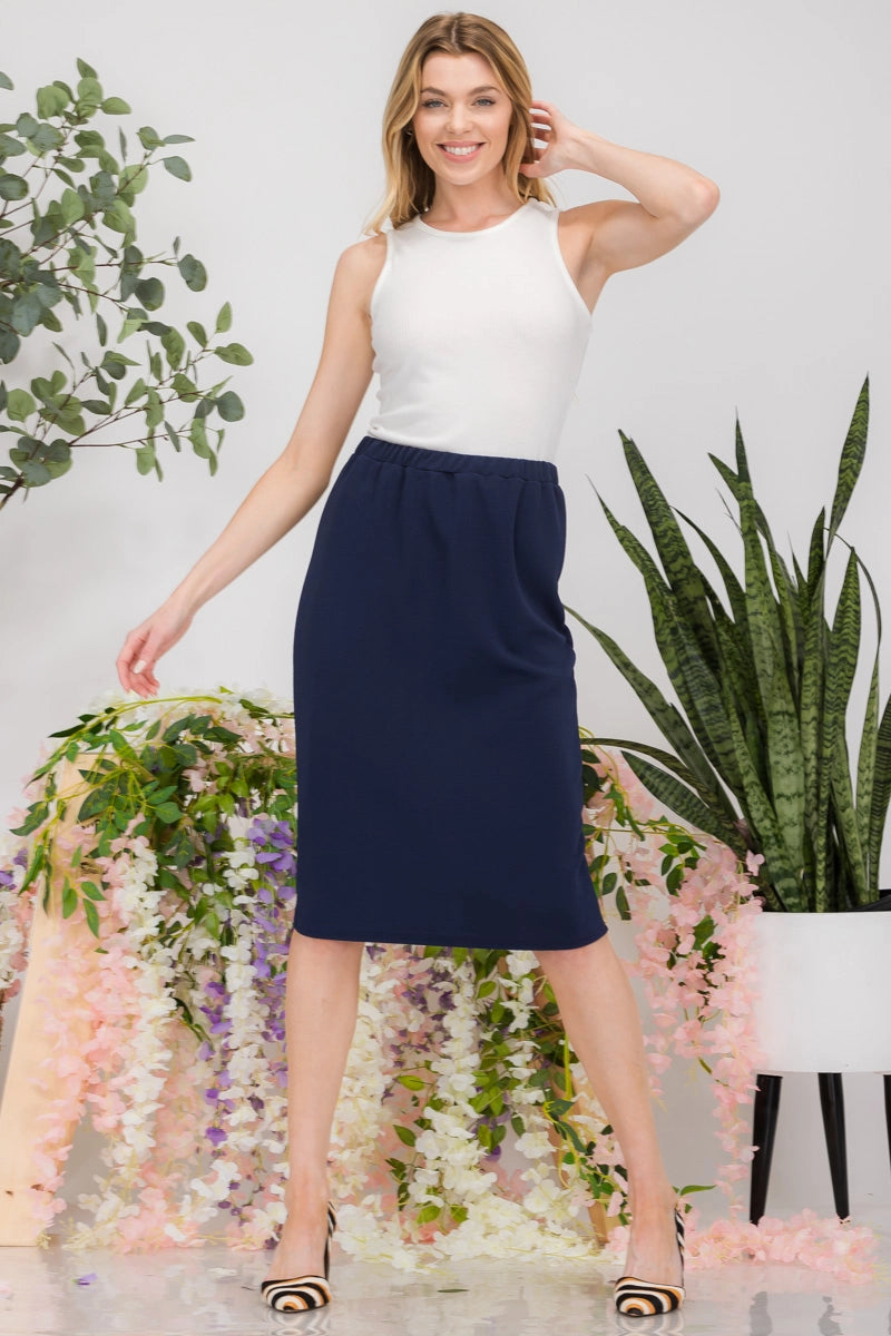 Quinn Pencil Skirt in Navy- Misses and Plus (S-3X)