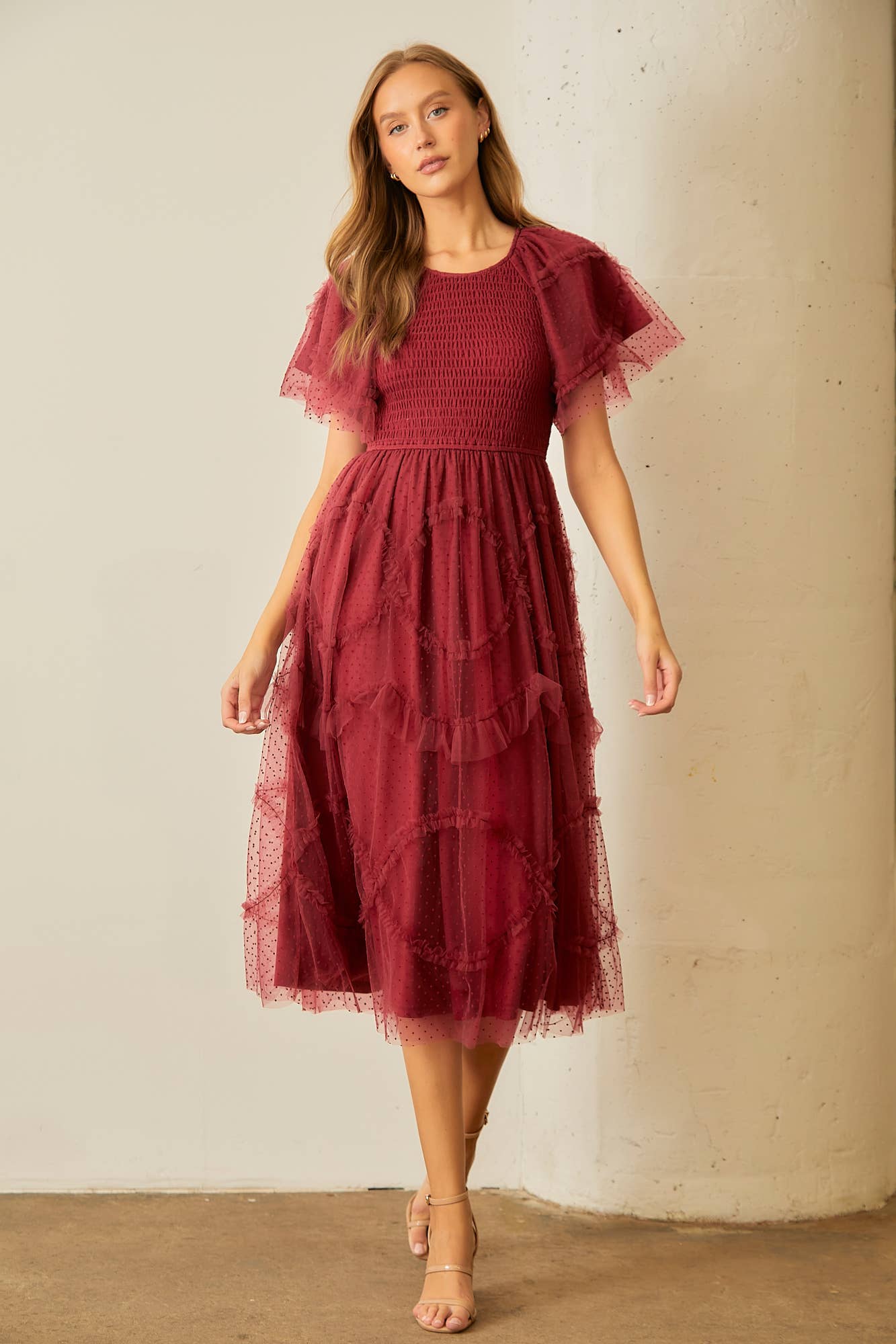 Ella Dress in Burgundy- Misses (S-XL)