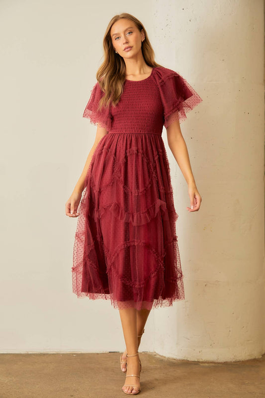 Ella Dress in Burgundy- Misses (S-XL)
