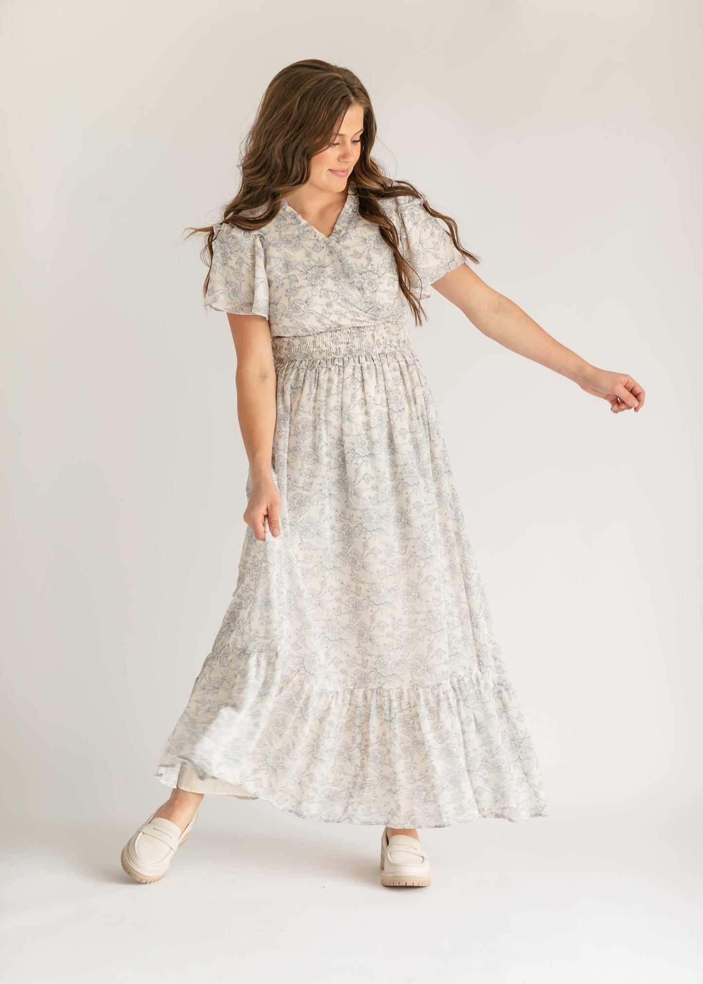 Eden Floral Dress in Cream- Misses (XS,L)
