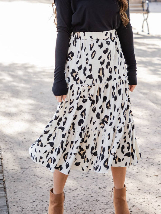 Amara Animal Skirt in Leopard Cream- Misses (S-XL)