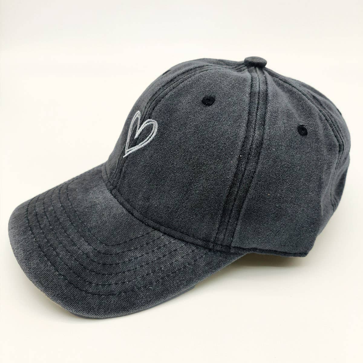 Heart Baseball Cap in Black- Accessories