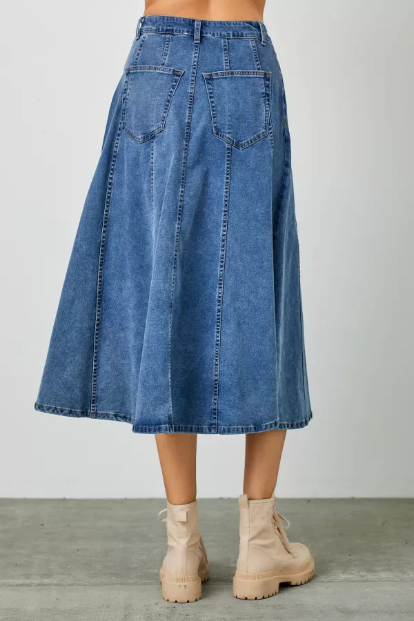 Malia Skirt in Denim- Misses and Plus (S-3X)
