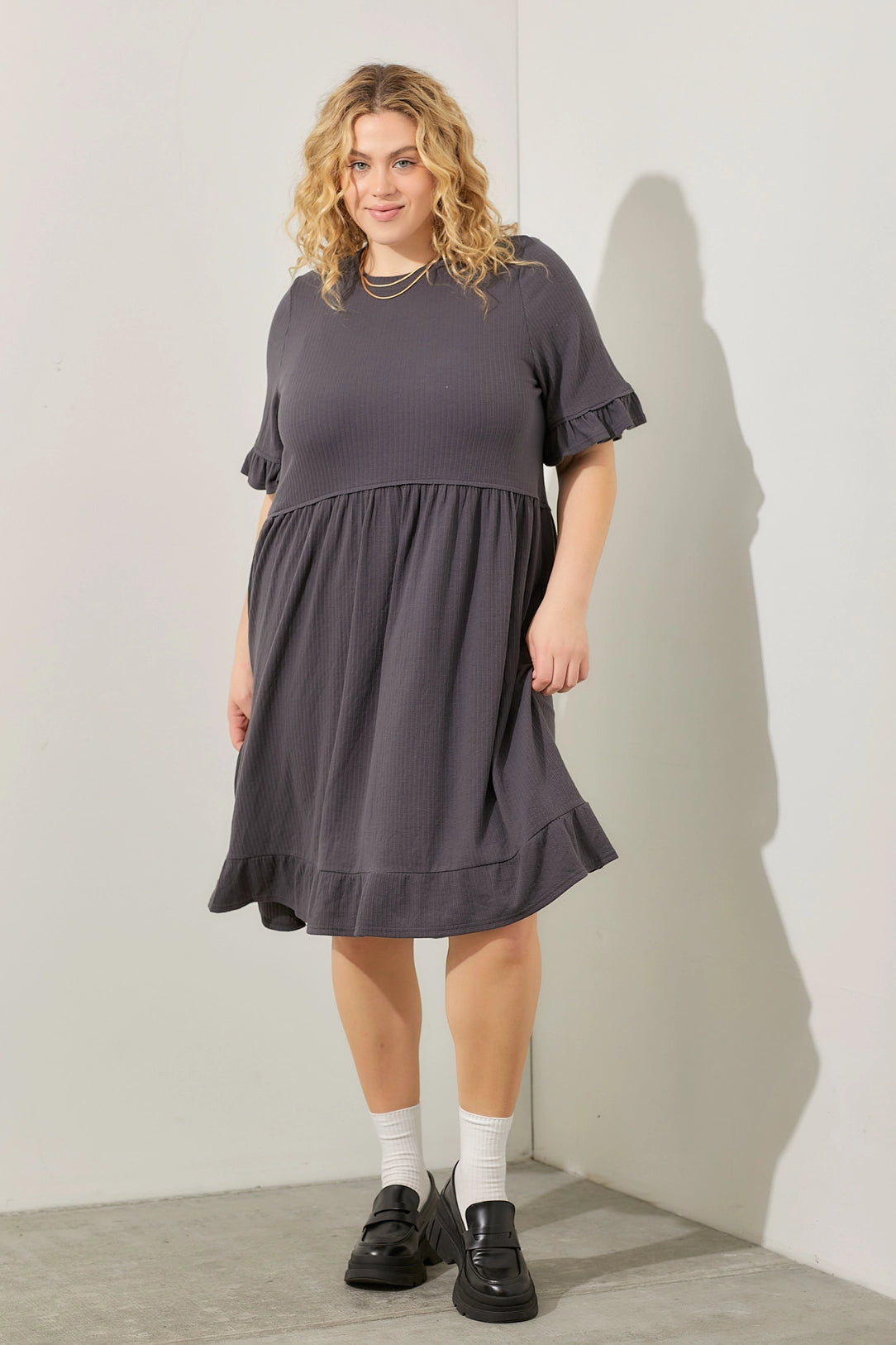 Anniston Dress in Charcoal- Misses and Plus (S-3X)