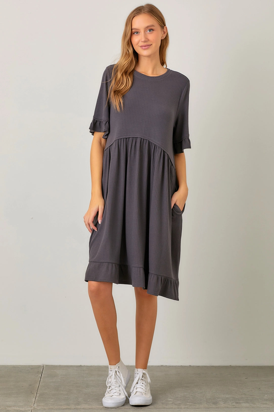 Anniston Dress in Charcoal- Misses and Plus (S-3X)