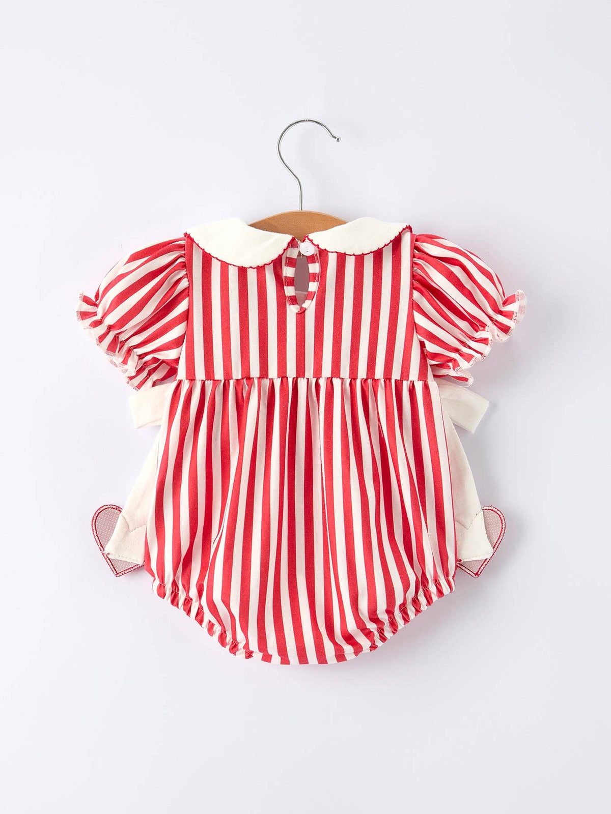 Lovey Romper in Red & White Stripes- Infant Girls (3M,18M)