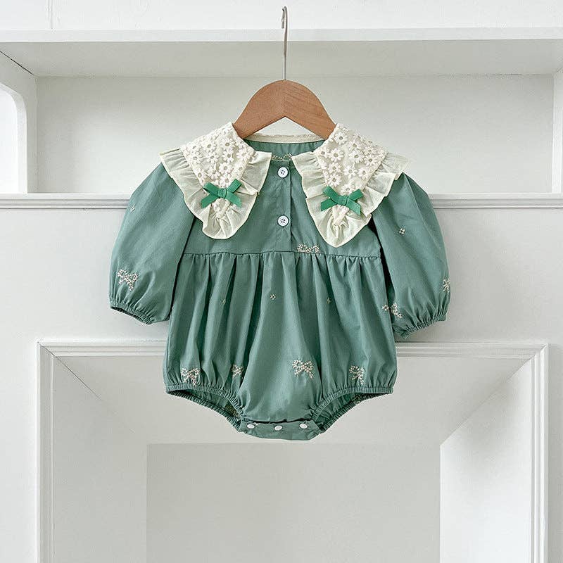 Juniper Romper in Bean Green- Infant Girls (6M-24M)
