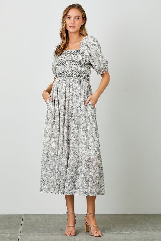 Daena Dress in Navy-Plus (2X,3X)