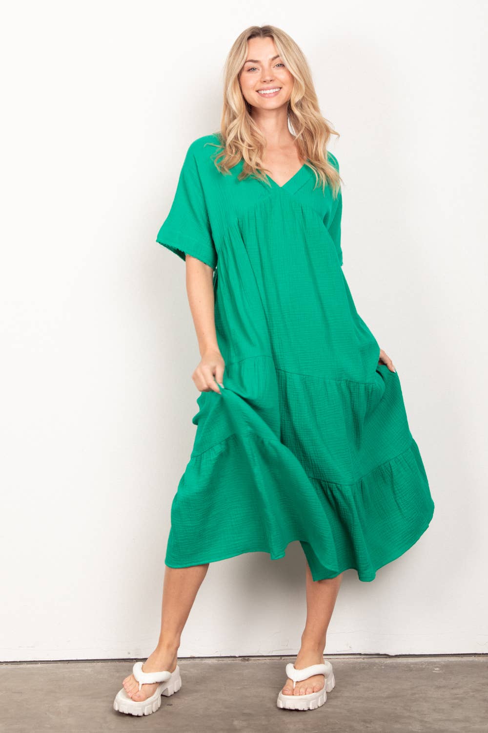 Madilyn Dress in Kelly Green- Misses (S)