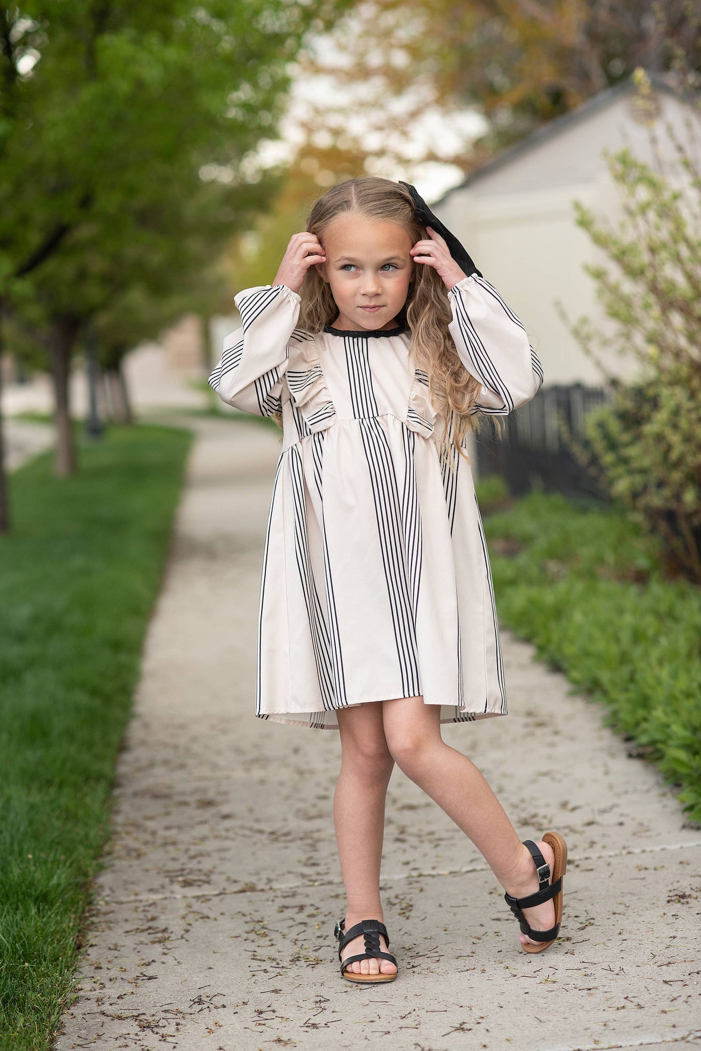 Calliope Dress in Cream/Black- Girls (3/4-10/12)